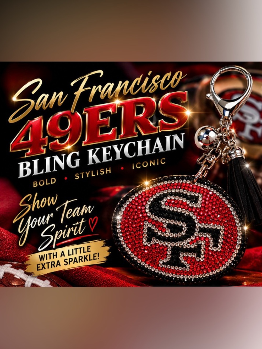 San Francisco 49ers Red Bling Keychain by